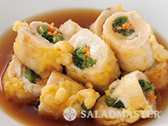 ささみの野菜巻き揚げ　甘酢あんかけ